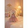 Lucky Doggy knuffelkleding – Poederroze jurk met gouden stippen en strik – Fonkelende Tederheid