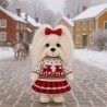 Lucky Doggy knuffelkleding 40 cm – Rood-witte trui met rendiermotief + plooirok – Scandinavische look