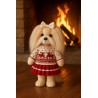 Lucky Doggy knuffelkleding 40 cm – Rood-witte trui met rendiermotief + plooirok – Scandinavische look