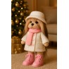 Lucky Doggy Knuffelkleding – Fashion Winter: Ivoorkleurige jas & roze laarsjes