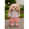 Lucky Doggy knuffelkleding 40 cm – Grijze trui met roze hart, roze rok, laarsjes & rugzak – Urban Style