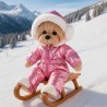 Lucky Doggy – Ski-outfit in metallic roze met capuchon en oorwarmers