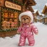 Lucky Doggy – Ski-outfit in metallic roze met capuchon en oorwarmers