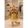 Lucky Doggy knuffelkleding 40 cm – Gouden jas, glitterrok en strik – Golden Jacket