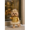 Lucky Doggy knuffelkleding 40 cm – Gouden jas, glitterrok en strik – Golden Jacket