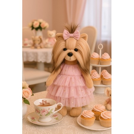 Lucky Doggy – Romantic Evening Kledingset – Roze Tulejurk met Gouden Sterren en Bijpassende Strik