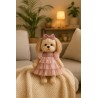 Lucky Doggy – Romantic Evening Kledingset – Roze Tulejurk met Gouden Sterren en Bijpassende Strik