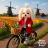 Peluche Lucky Mimi vêtue d’un manteau rouge, t-shirt blanc et baskets argentées – Bright Mood