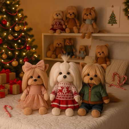 Lucky Mimi plush in reindeer pajamas – Mon Teddy Bear