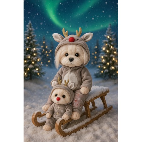 Lucky Mimi plush in reindeer pajamas – Mon Teddy Bear