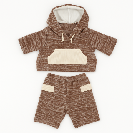 Casual outfit voor knuffel 40 cm – Bruine hoodie set – Casual look – Ref Y082