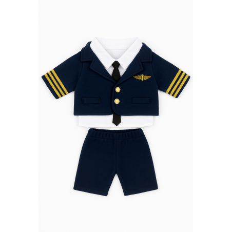 Uniforme de Commandant de Bord – Ensemble 4 pièces pour peluche 35-40 cm