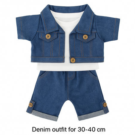 Denim Style – Lässiges Jeans-Outfit für 30–40 cm Plüschtiere (3-teilig)