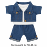 Jeans-Outfit für 30–40 cm Plüschtiere mit Jacke, Hose und weißem T-Shirt – Plüschkleidung Denim Style