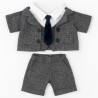 plush teddy bear dressed in elegant gray suit with white shirt and black tie - Mon Teddy Bear