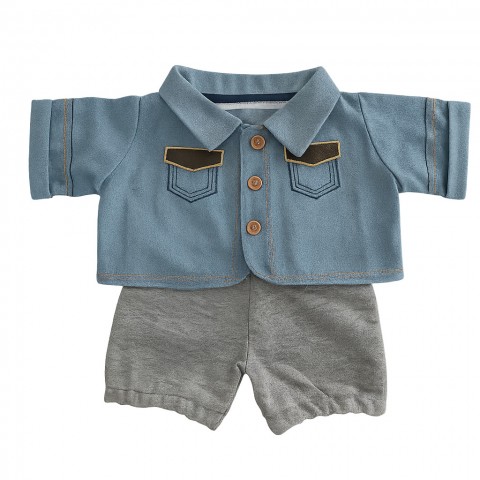 Costume trois pièces en jean pour peluche 40 cm – Réf. Y254