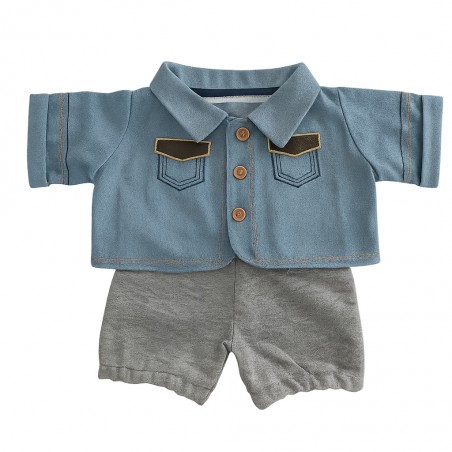 Tenue Casual Denim Chic pour Peluche 40 cm – Costume 3 Pièces en Jean – Réf. Y254