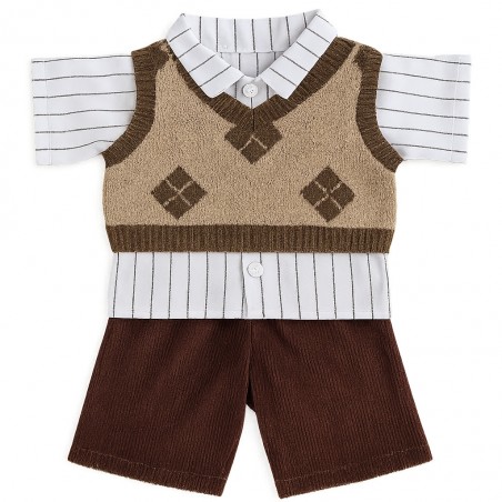 Retro-Uni-Outfit – 3-teilig: Hemd, Pullunder mit Rautenmuster & Cordhose