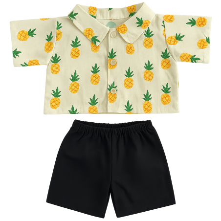 Tropicool – Pineapple Shirt and Black Shorts Outfit for 40 cm Plush