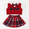 Red three-piece sweater set