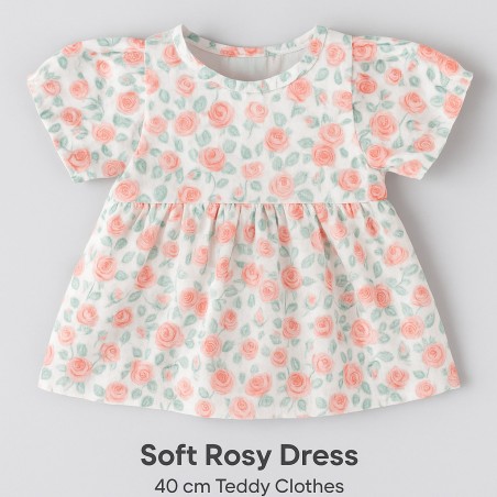 Robe Douce Rosée pour peluche 40 cm – Imprimé fleuri rose – Réf. Y134