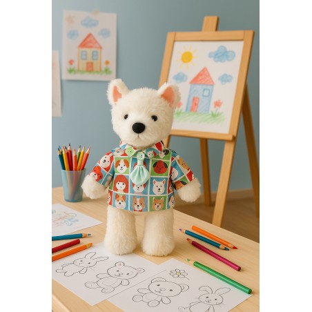 chemise fantaisie pour peluche avec motifs chiens colorés – Réf. Y183