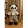 tenue peluche chemise rayée et salopette à carreaux avec bretelles – Réf. Y138
