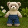 Blauwe jeans met ruches voor knuffel 40 cm – Meisjesstijl – Ref. Y133