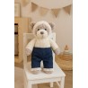 jean bleu foncé à dentelle pour peluche 40 cm – vue à plat – Réf. Y100