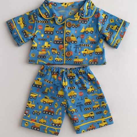 pyjama peluche engins de chantier bleu – Réf. Y1005