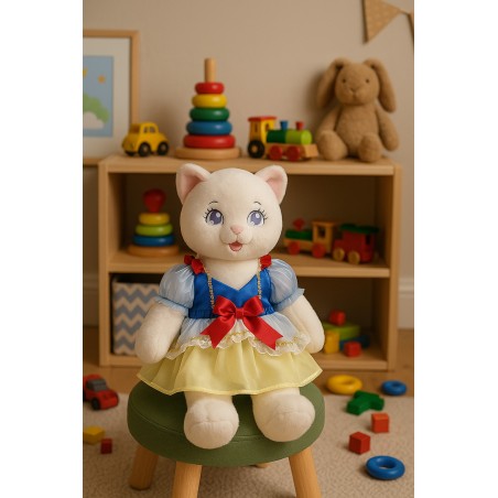 Robe Blanche-Neige pour peluche 40 cm – Jupe jaune et ruban rouge – Réf. Y223