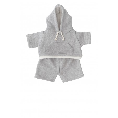 Tenue sport pour peluche 40 cm – Ensemble jogging gris – Entraînement de Champion – Réf Y007