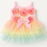 Robe licorne multicolore pastel pour peluche – avec fleurs 3D et tulle – Réf. Y161