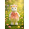 Robe licorne multicolore pastel pour peluche – avec fleurs 3D et tulle – Réf. Y161