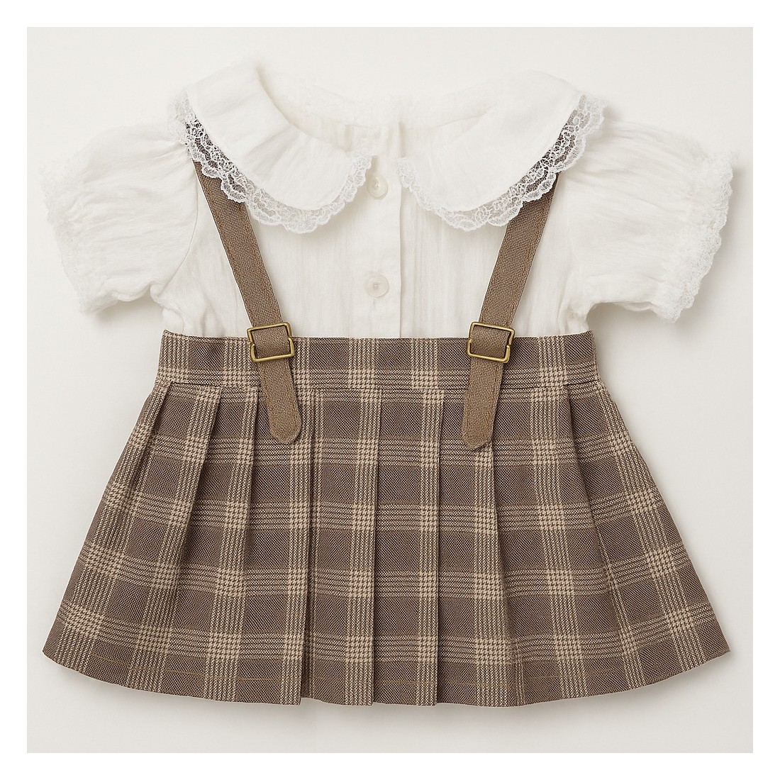 Knuffel outfit – schoolstijl blouse en geruite rok – Ref. Y130 Knuffel outfit – schoolstijl blouse en geruite rok – Ref. Y130