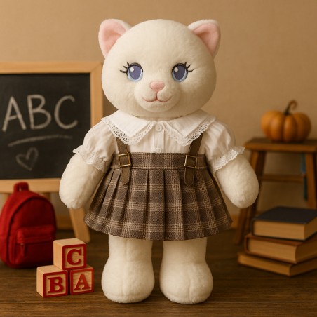 Ensemble écolière pour peluche – chemise et jupe à bretelles – Réf. Y130