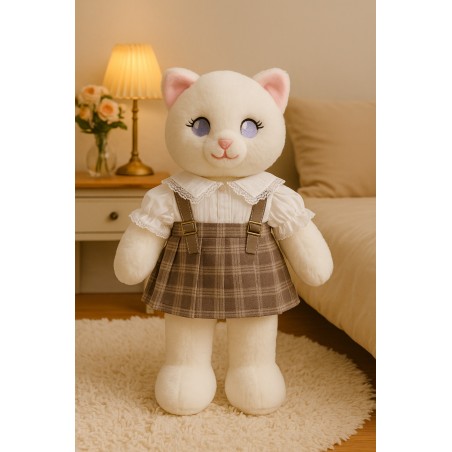 Ensemble écolière pour peluche – chemise et jupe à bretelles – Réf. Y130