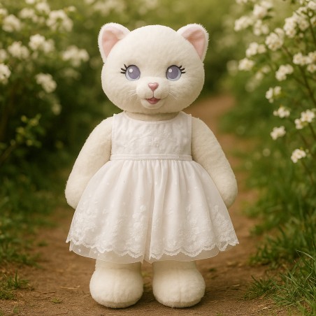 White lace and sequin dress for 40 cm plush toy – Ref. Y143