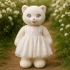 Witte kanten jurk met pailletten voor knuffel 40 cm – Ref. Y143