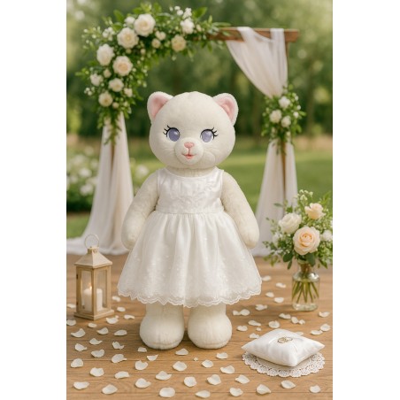 White lace and sequin dress for 40 cm plush toy – Ref. Y143