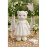 Witte kanten jurk met pailletten voor knuffel 40 cm – Ref. Y143
