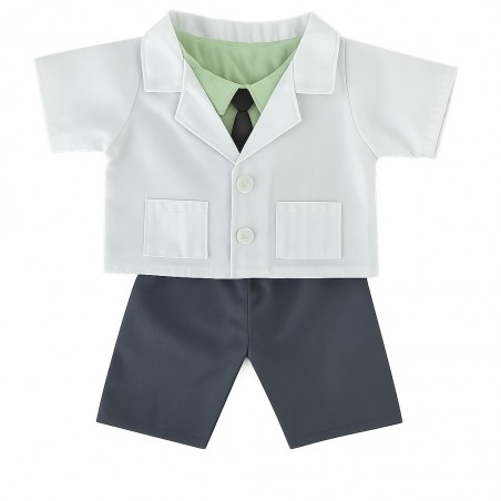 Tenue de médecin 3 pièces pour peluche – Blouse blanche, chemise verte, pantalon – Réf. Y191