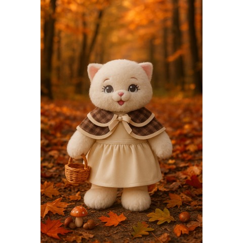robe-peluche-elegante-ivoire-cape-carreaux-ref-y238