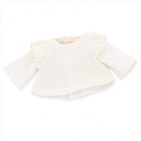 Ensemble Autumn Mood Réf. L112 pour peluche Lucky Doggy avec blouse crème, salopette marron et nœud assorti.