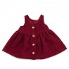 Ensemble Cozy Casual Réf. L128 pour peluche Lucky Doggy avec tee-shirt à cœurs, robe bordeaux et nœud assorti.