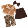 Leopard Outfit set Ref. L131 voor Lucky Doggy knuffel, broek met luipaardprint, top, jasje en strik.