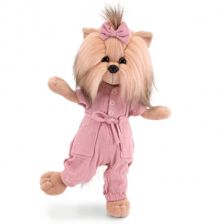 Lucky Yoyo Comfortable Walk Ref. LD3/108 wearing pink jumpsuit and matching bow.