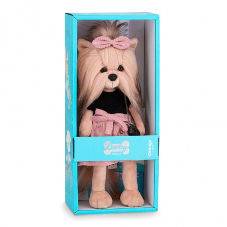 Lucky Yoyo Perfect Look – Peluche Lucky Doggy 38 cm avec jupe rose et sac noir