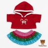 Tenue Candy Y20249 – Sweat à capuche rouge et jupe multicolore pour peluche 40 cm
