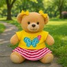 Butterfly Outfit 20214 – Yellow t-shirt and striped skirt for 40 cm teddy bear – The Bear Factory